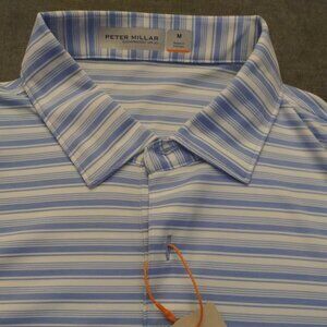 Peter Millar Summer Comfort Men's Performance Polo sz Medium Blue/White NWT